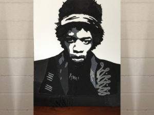 Jimi Hendrix, rocknroll, rock and roll, rock n roll, denimart, denim art, popart, pop art, portræt, unika, slowfashion, artwork, contemporaryart, contemporary art, håndlavet, vægkunst, væg kunst, vægophæng, denimporn, denimdetails, denimdudes, denimkunst, denim kunst